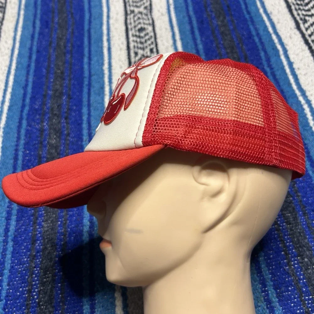 Howdy Honey Cherry Bow Trucker Hat Red White Mesh Snapback Western Cowgirl